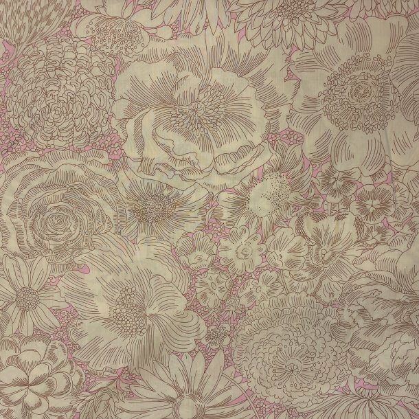 Liberty bomuld med store hvide blomster p lyserd baggrund pr. 0,25 m
