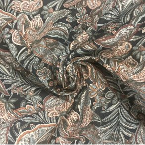 Liberty bomuld med blade p� sort baggrund pr. 0,25 m