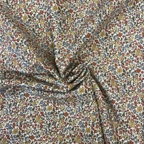 Liberty Bomuld med blomster i karry, rust, bl� og gr�nne sm� blomster pr. 0,25m