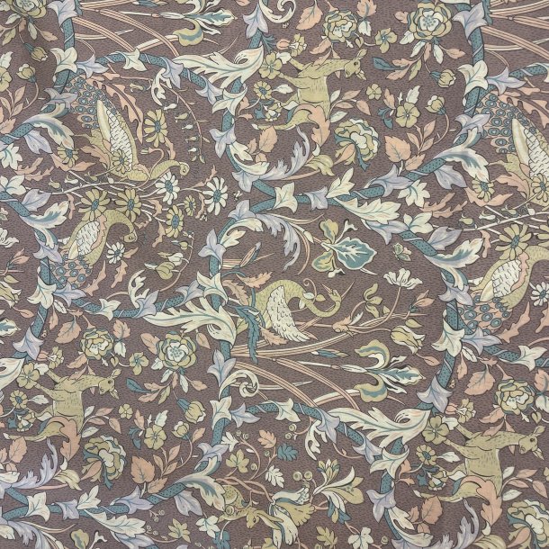 Liberty bomuld med grnne grene p brun baggrund pr. 0,25 m