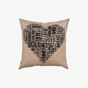 Love pude med tekst, pink eller sort - pr. stk.