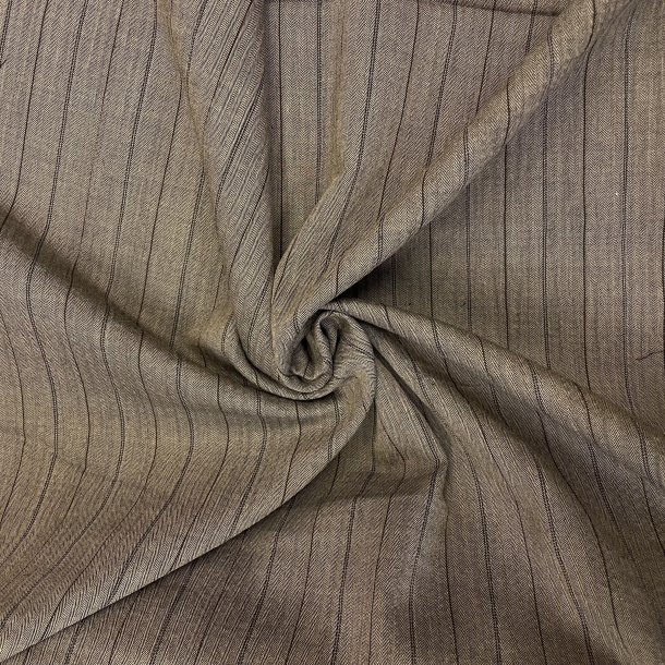 Nlestribet bomuldstof i brun pr. 0,25m