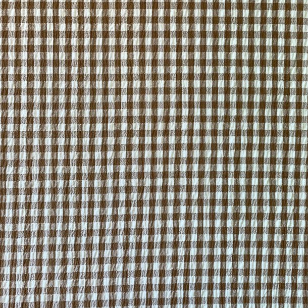 Seersucker stof med tern i Camel - pr. 0,25m