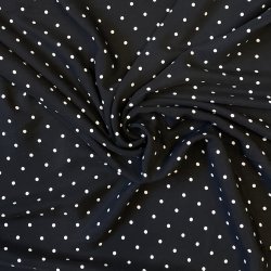 Tencel stof i sort med hvide prikker - pr. 0,25m