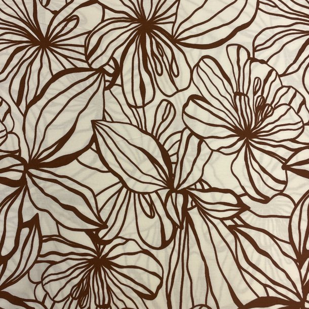 Viskose stof med blomster i brun pr. 0,25m
