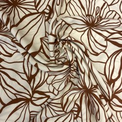 Viskose stof med blomster i brun pr. 0,25m