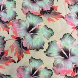 Viskosestof med stort blomsterprint i farver pr. 0,25 m