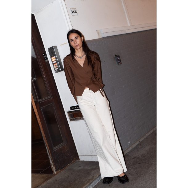 Wrap Blouse x Straight Sleeve - Puff And Pencil