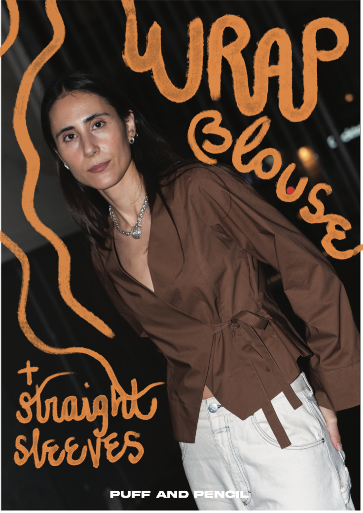 Wrap Blouse x Straight Sleeve - Puff And Pencil