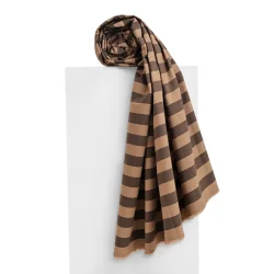 Stripes Oat Chocolate Fabric - pr. 0,25 m.