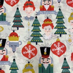 Julestof med nddeknkker motiver - pr. 0,25 meter