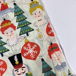 Julestof med nddeknkker motiver - pr. 0,25 meter