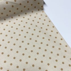 Fast bomuldsstof i lys beige med prikker i camel - pr. 0,25 meter 