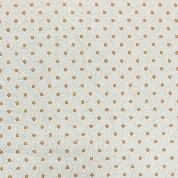 Fast bomuldsstof i lys beige med prikker i camel - pr. 0,25 meter 
