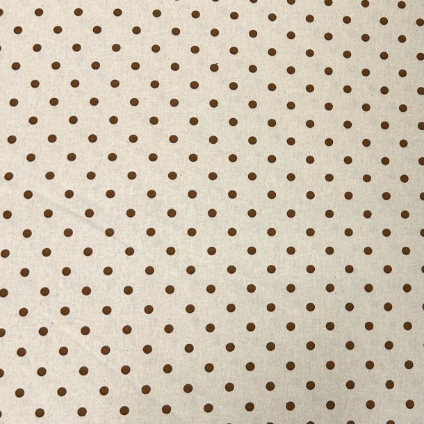 Fast bomuldsstof i lys beige med prikker i brun sukker - pr. 0,25 meter 
