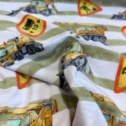 Bomuldsjersey med vejarbejdemotiv - pr. 0,25 meter 