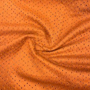 Fast bomuld med broderi i brun/orange pr 0,25 m