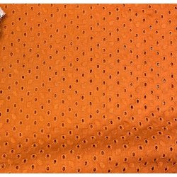 Fast bomuld med broderi i brun/orange pr 0,25 m