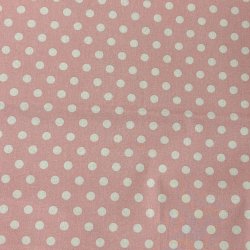 Fast bomuldsstof i lys rosa med polkaprikker - pr. 0,25 meter 