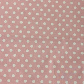 Fast bomuldsstof i lys rosa med polkaprikker - pr. 0,25 meter 