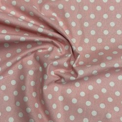 Fast bomuldsstof i lys rosa med polkaprikker - pr. 0,25 meter 
