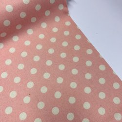 Fast bomuldsstof i lys rosa med polkaprikker - pr. 0,25 meter 