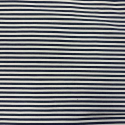 Denim i bomuld med smalle striber i hvid og navy pr. 0,25 m