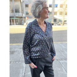 Polyester med cirkler p mrkebl baggrund pr. 0,25 m.