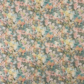 Liberty bomuld i gr�n med gule og rosa blomster  - pr. 0,25 meter 