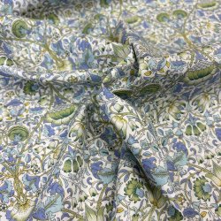 Liberty bomuld med net af blomster i bl og grn - pr 0,25 m.