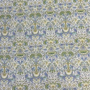 Liberty bomuld med net af blomster i bl� og gr�n - pr 0,25 m.