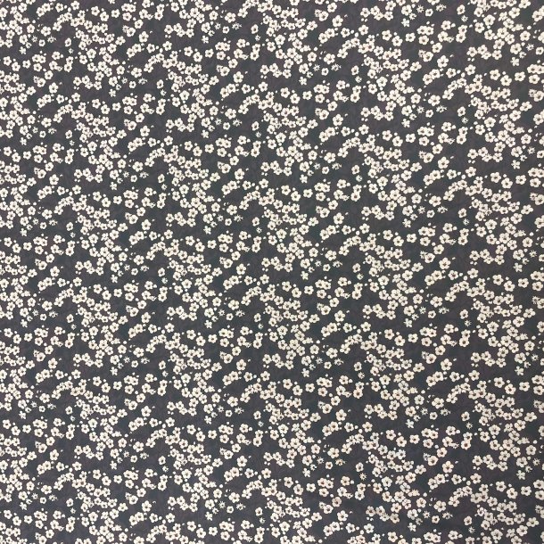 Liberty bomuld med blomster p mrkebl baggrund pr 0,25 m.