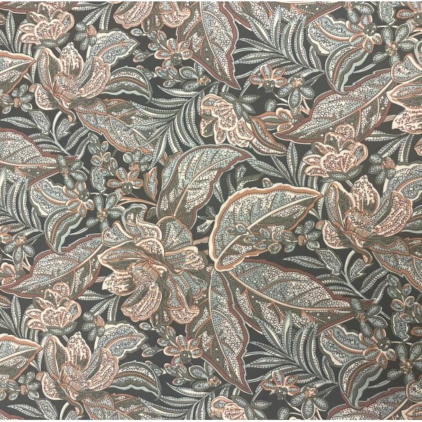 Liberty bomuld med blade p� sort baggrund pr. 0,25 m