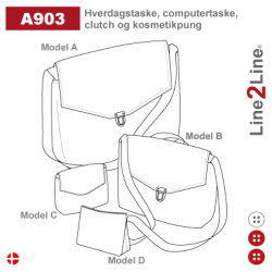 Snitmnster - Line2Line - A903 Hverdagstaske, computertaske, clutch og kosmetikpung