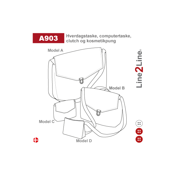 Snitmnster - Line2Line - A903 Hverdagstaske, computertaske, clutch og kosmetikpung
