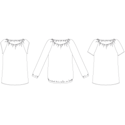 Snitmnster - Line2Line - B1229 Raglan bluse med elastik