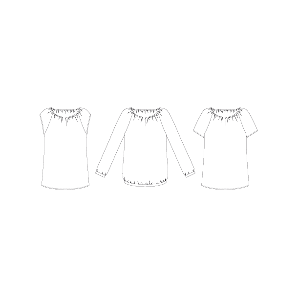 Snitmnster - Line2Line - B1229 Raglan bluse med elastik