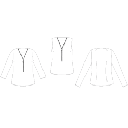 Snitmnster - Line2Line - B1240 Bluse med lynls i halskanten