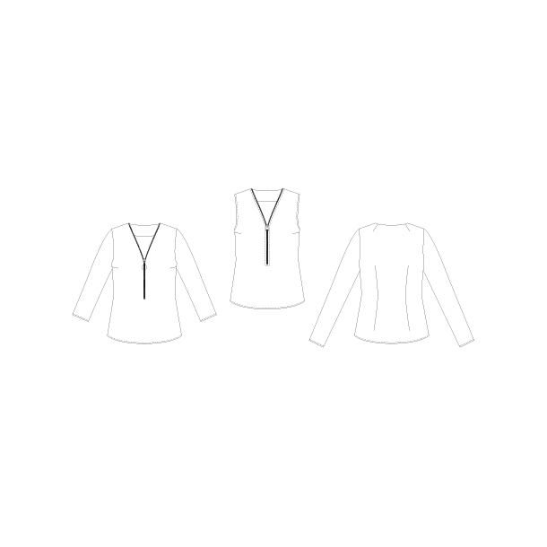 Snitmnster - Line2Line - B1240 Bluse med lynls i halskanten