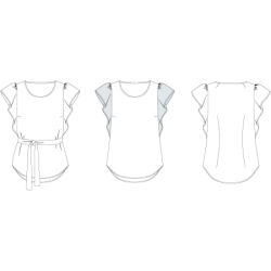 Snitmnster - Line2Line - B1251 Bluse med flsermer