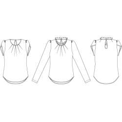 Snitmnster - Line2Line - B1256 Bluse med lg og puf tulipanrmer