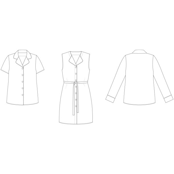 Snitmnster - Line2Line - B1261 Skjorte med revers og manchetter