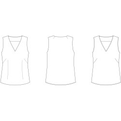 Snitmnster - Line2Line - B1263 Top med v-hals og skr brystindsnit