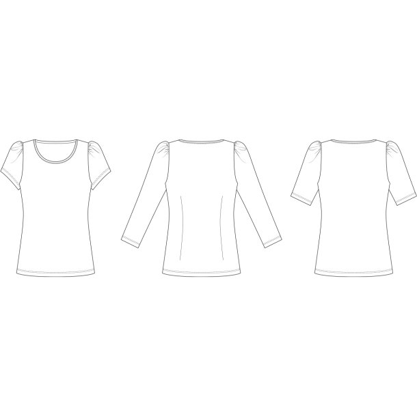 Snitmnster - Line2Line B1265 T-shirt med pufrmer