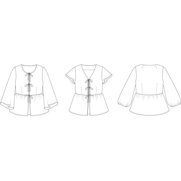 Line2Line B1266 Peplum skjortebluse med bindebnd