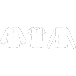 Snitmnster - Line2Line - B1267 Bluse med rund hals og slids foran