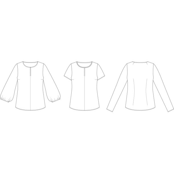 Snitmnster - Line2Line - B1267 Bluse med rund hals og slids foran