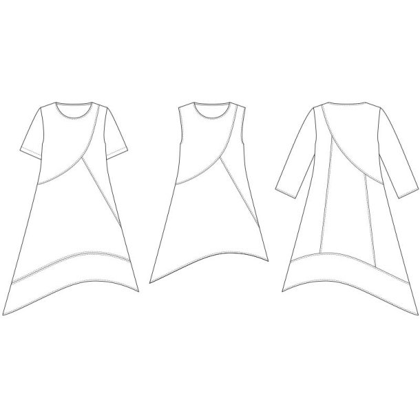 Snitmnster - Line2Line - B1269 Asymmetrisk tunika med skr skringe