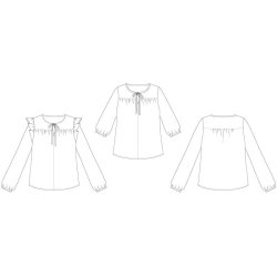 Snitmnster - Line2Line - B1272 Skjortebluse med brestykke og rynk