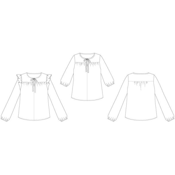 Snitmnster - Line2Line - B1272 Skjortebluse med brestykke og rynk